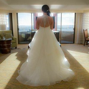 Hayley Paige Behati Embellished Back Wedding Dress Size 12 Ivory Valued at $3900